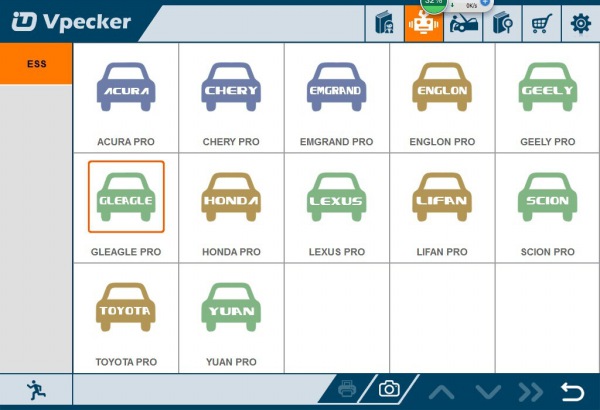Esposizione della lista del veicolo di sostegno di VPECKER Easydiag