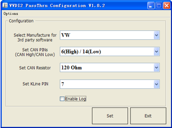 VVDI2 – software di configurazione di PassThru J2534