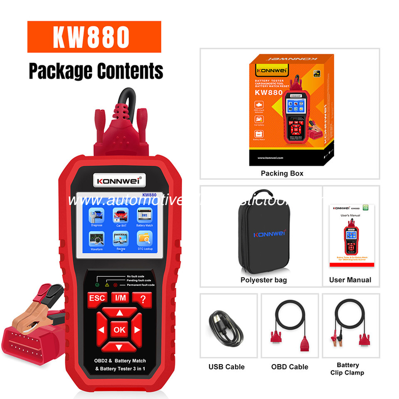 KONNWEI KW880 Battery Tester Support Diagnostic & Car Battery Tester & Car Battery Match 3 In 1