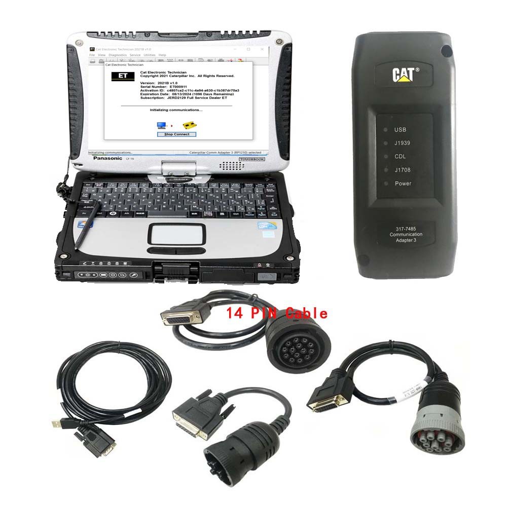 Adattatore Diagnostico Caterpillar ET3 Con Cavo 2019C 6+9+14 Pin - Per Escavatori, Camion E Motori CAT - 2