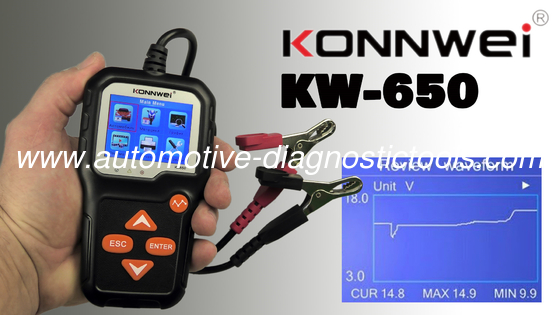 Un buon prezzo. KONNWEI KW650 Testatore di batterie 6V-12V Testatore di batterie per auto e moto in linea
