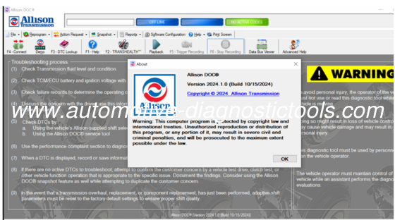 Un buon prezzo. Allison DOC Premium V2024.11 Software Diagnostica per Trasmissioni Allison in linea
