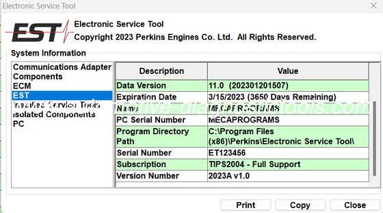 Un buon prezzo. Perkins EST Electronic Service Tool 2025A Perkins Software per il servizio in linea